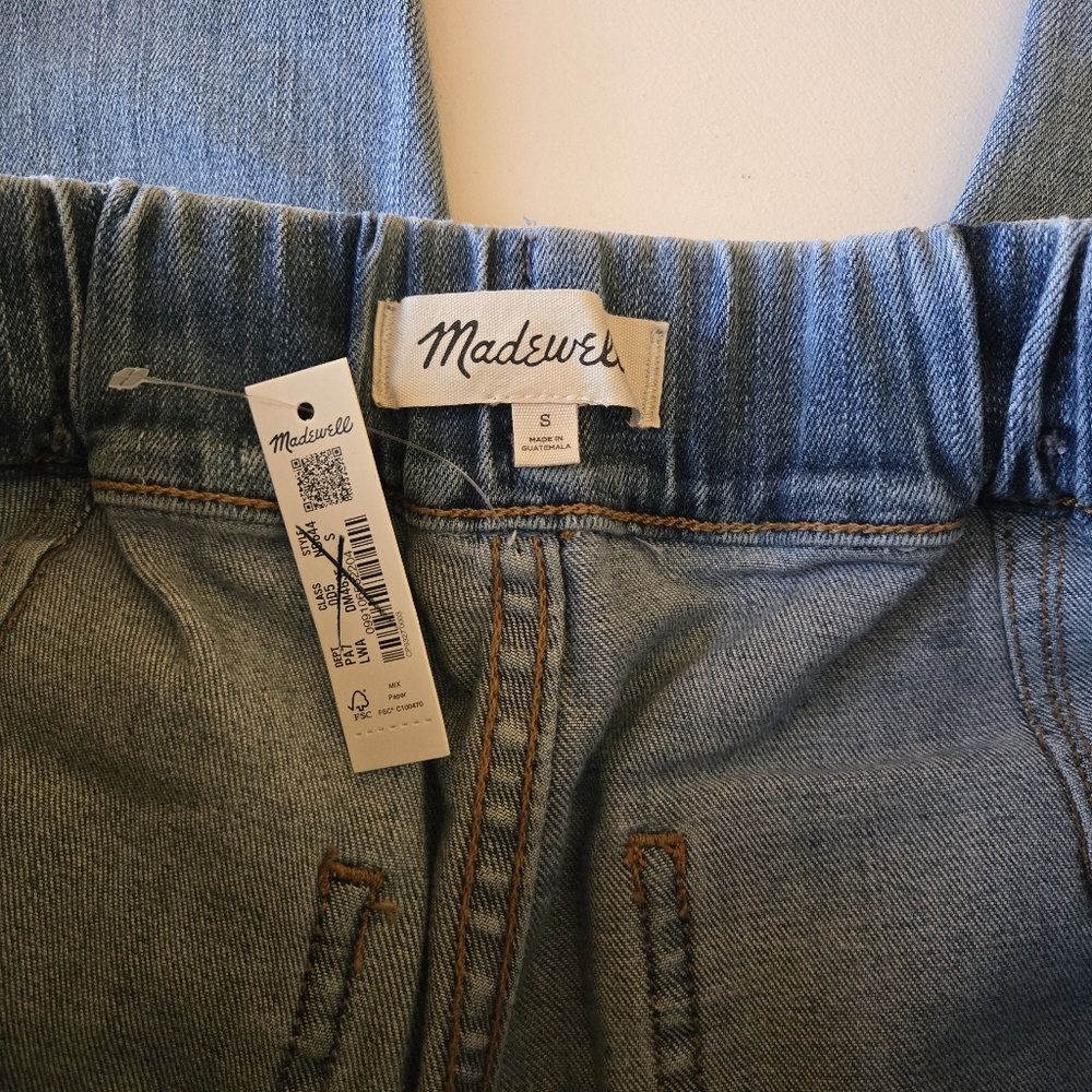 Madewell Pull On Relaxed Women’s Pockets Bellview Wash Denim Jeans Size Small - Picture 12 of 14